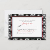 UAwg Custom Black & White Damask Red Accelerator RSVP Karte (Vorderseite)