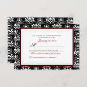 UAwg Custom Black & White Damask Red Accelerator RSVP Karte (Vorne/Hinten)