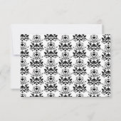 UAwg Custom White & Black Damask Red Accent RSVP Karte (Rückseite)