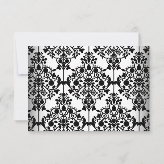 UAWG Damask Birthday Party Gold Schwarz-weiß RSVP Karte (Rückseite)