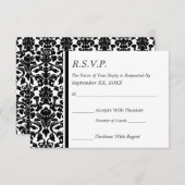 UAWG Damask Black and White Wedding RSVP Karte (Vorne/Hinten)