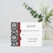 UAWG - Damask Burgundy Bow Wedding Response Card RSVP Karte (Stehend Vorderseite)