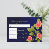 UAWG Dark Blue und Coral Rose Hochzeit RSVP Karte (Stehend Vorderseite)