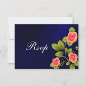 UAWG Dark Blue und Coral Rose Hochzeit RSVP Karte (Rückseite)