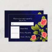 UAWG Dark Blue und Coral Rose Hochzeit RSVP Karte (Vorne/Hinten)