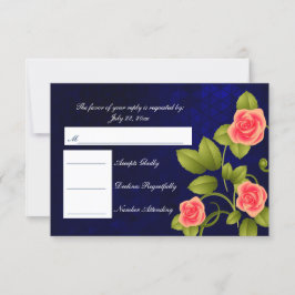 UAWG Dark Blue und Coral Rose Hochzeit RSVP Karte