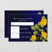 UAWG Dark Blue und Yellow Rose Wedding RSVP Karte (Vorne/Hinten)