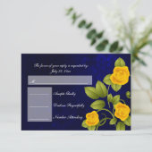 UAWG Dark Blue und Yellow Rose Wedding RSVP Karte (Stehend Vorderseite)