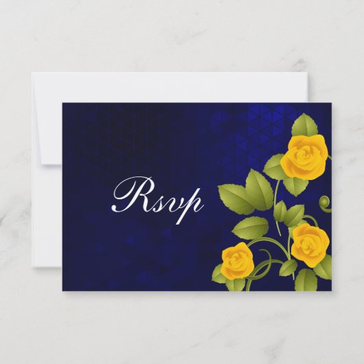UAWG Dark Blue und Yellow Rose Wedding RSVP Karte (Rückseite)