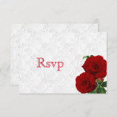 UAWG Deep Rote Rose Floral Wedding RSVP Karte (Vorne/Hinten)