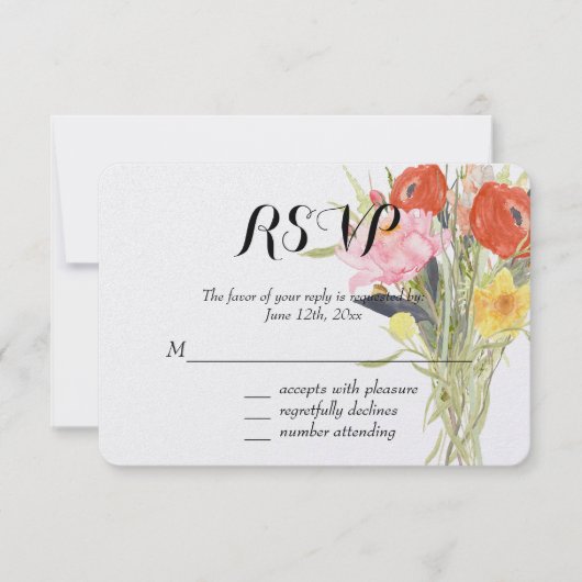 UAwg der Aquarellfarben RSVP Karte (Vorderseite)