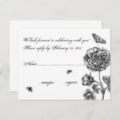 UAWG der Vintagen Rose RSVP Karte (Vorne/Hinten)