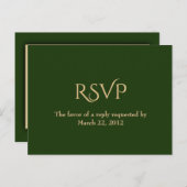UAwg des Hunter Green und Gold Menüs Einladungspostkarte (Vorne/Hinten)