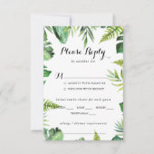 UAwg des tropischen Hochzeitmenüs RSVP Karte (Vorderseite)