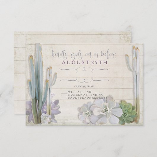 UAWG Desert Cactus succulent Modern Typografy RSVP Karte (Vorne/Hinten)