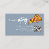 UAWG Dusty Blue PIZZA Moderne Minimal Chic Hochzei Begleitkarte (Vorderseite)
