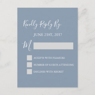 UAWG - Dusty Blue Wedding Response Card Einladungspostkarte