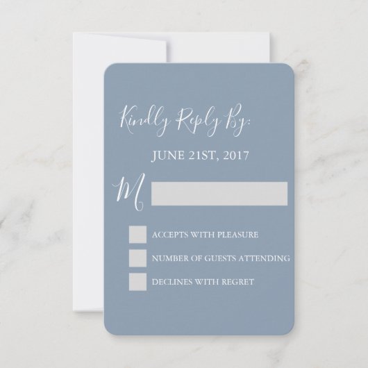 UAWG - Dusty Blue Wedding Response Card RSVP Karte (Vorderseite)