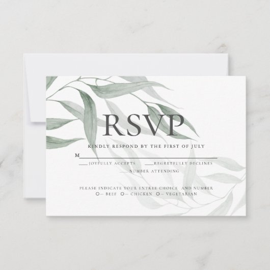 UAwg | Dusty Green Watercolor-Blätter Einladung (Vorderseite)