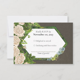 UAWG Earthy rusticus Rose farn card with Lichen RSVP Karte