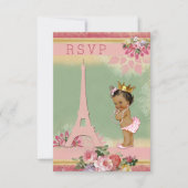 UAWG Eiffel Tower Ethnic Princess Baby Dusche RSVP Karte (Vorderseite)