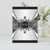 UAWG Elegant Birthday Leopard Zebra Schwarz-weiß Einladung (Stehend Vorderseite)