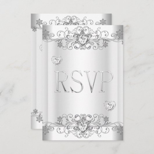 UAWG Elegant Event Silver White RSVP Karte (Vorne/Hinten)