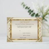 UAWG Elegant Gold Cream Pearl Damask Geburtstag Einladung (Stehend Vorderseite)