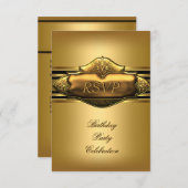 UAWG Elegant Gold Geburtstagsparty Mens Einladung (Vorne/Hinten)