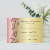 UAWG Elegant Pink Mauve & Gold Florid Wedding RSVP Karte (Stehend Vorderseite)