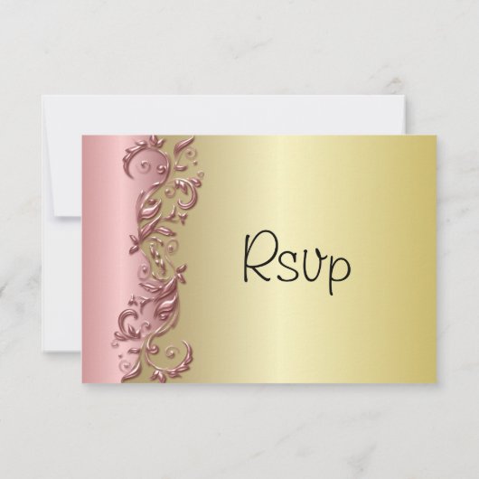 UAWG Elegant Pink Mauve & Gold Florid Wedding RSVP Karte (Rückseite)