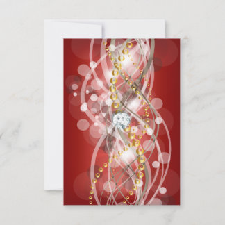 UAWG Elegant Red Gold Diamond Jewel Party RSVP Karte