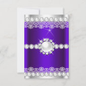 UAWG Elegant Royal Lila Lace Pearl Birthday Einladung (Rückseite)