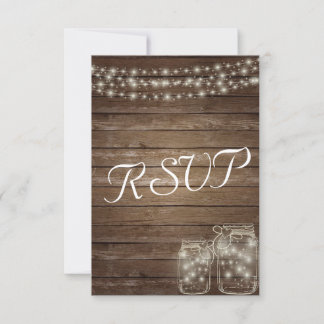 UAWG Elegant Rustic Mason Jar Lights RSVP Karte