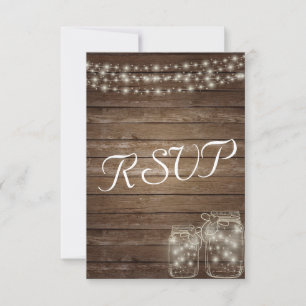 UAWG Elegant Rustic Mason Jar Lights RSVP Karte