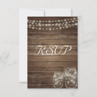 UAWG Elegant Rustic Mason Jar Lights RSVP Karte