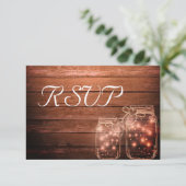 UAWG Elegant Rustic Mason Jar Lights RSVP Karte (Stehend Vorderseite)
