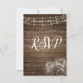 UAWG Elegant Rustic Mason Jar Lights RSVP Karte