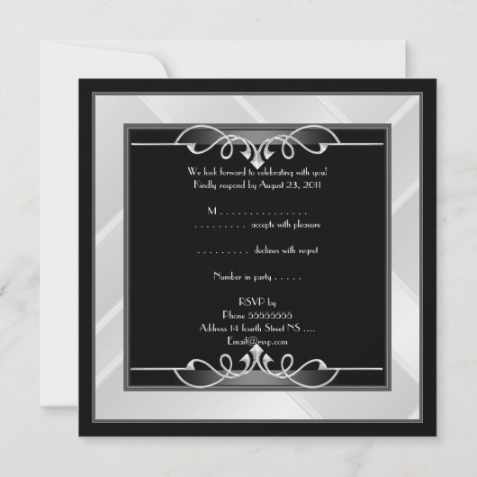 UAWG Elegant Schwarzes Silber Einladung (Rückseite)