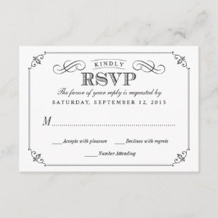 UAWG Elegant Vintag Chalkboard Stlye Wedding RSVP Karte