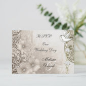 UAWG Elegant Vintage Wedding Sepia White Dove RSVP Karte (Stehend Vorderseite)