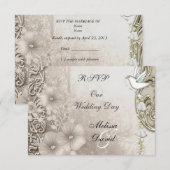 UAWG Elegant Vintage Wedding Sepia White Dove RSVP Karte (Vorne/Hinten)