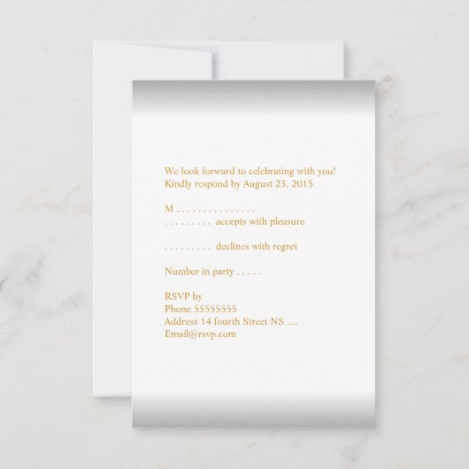 UAWG Elegant Wedding Anniversary White Gold RSVP Karte (Rückseite)