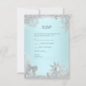 UAWG Elegant Wedding Aquamariner Glitzer Silver Wh RSVP Karte (Rückseite)
