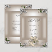 UAWG Elegant Wedding Cream Rose Silver White RSVP Karte (Vorne/Hinten)