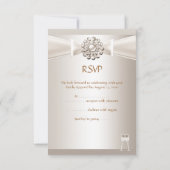 UAWG Elegant Wedding Damask Creme White Champagne RSVP Karte (Rückseite)