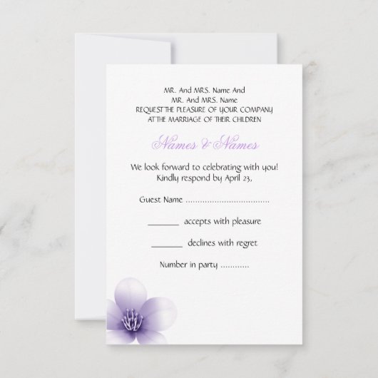 UAWG Elegant Wedding Lavender Lila Lilac 6 RSVP Karte (Rückseite)