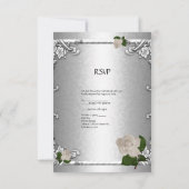 UAWG Elegant Wedding Rose Silver White Einladung (Rückseite)