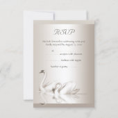 UAWG Elegant Wedding Swans Damask Cream White RSVP Karte (Rückseite)