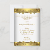 UAWG Elegant Wedding Verziert Floral Black Gold RSVP Karte (Rückseite)